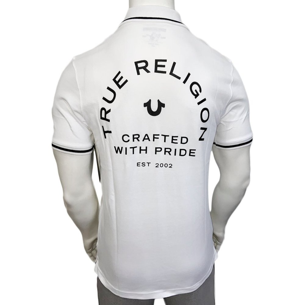 NWT TRUE RELIGION MSRP $69.99 MEN'S WHITE SHORT SLEEVE POLO SHIRT SIZE S L XL